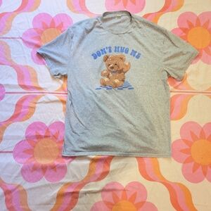 Gray T-Shirt with Teddy Bear Print